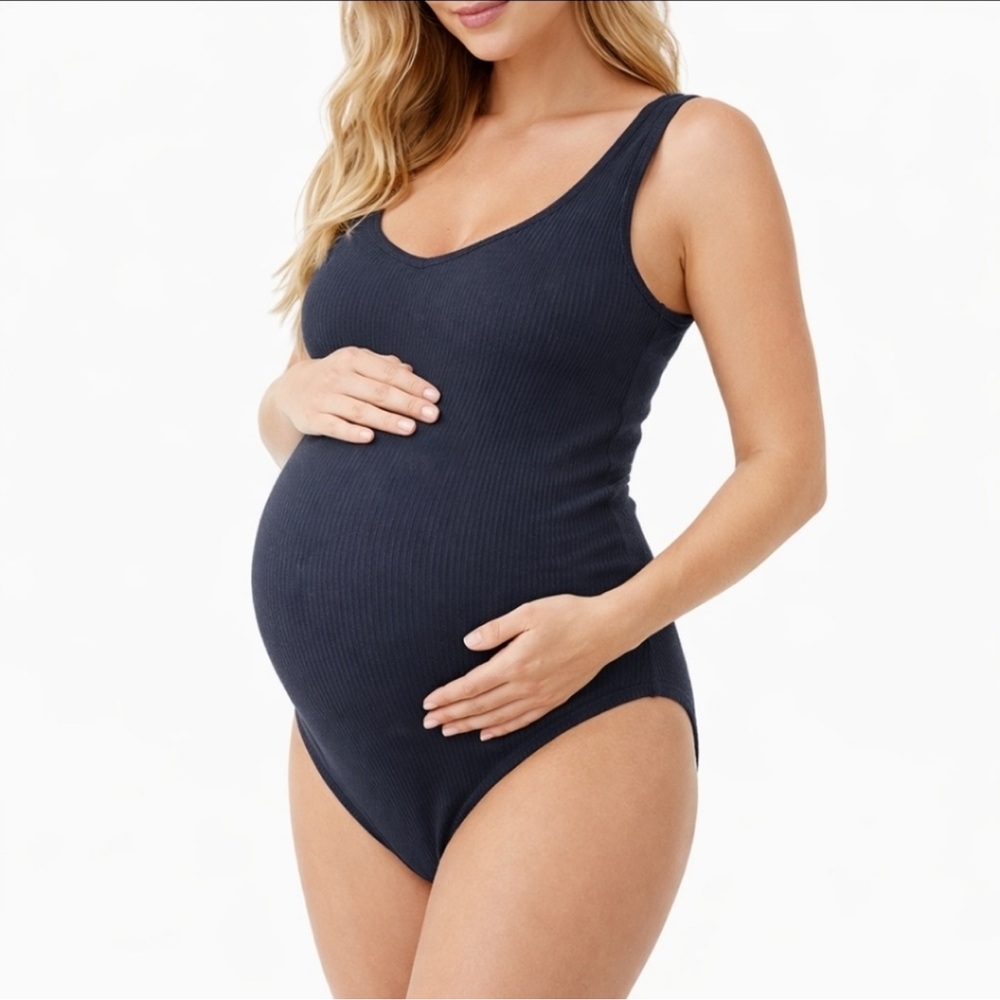NWT Pea In The Pod X Black Ribbed Modal Sleeveless Bodysuit Large